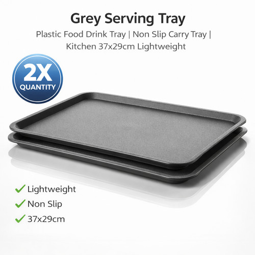 Grey serving tray - grey, plastic