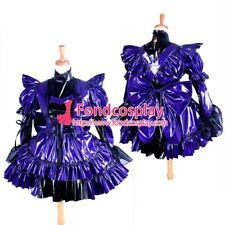 Sissy Maid Pvc Dress Black-purpel Lockable Uniform Cosplay Costume Tailor-made