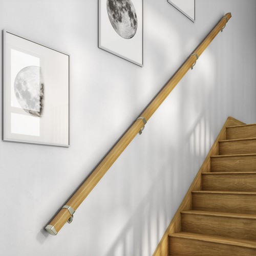 Square stair handrail oak - handrail,