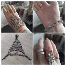 Silver tone chain mail flower