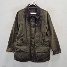 Barbour Beadnell Wax Waterproof Olive Green Country Rain Coat Jacket Size UK 14