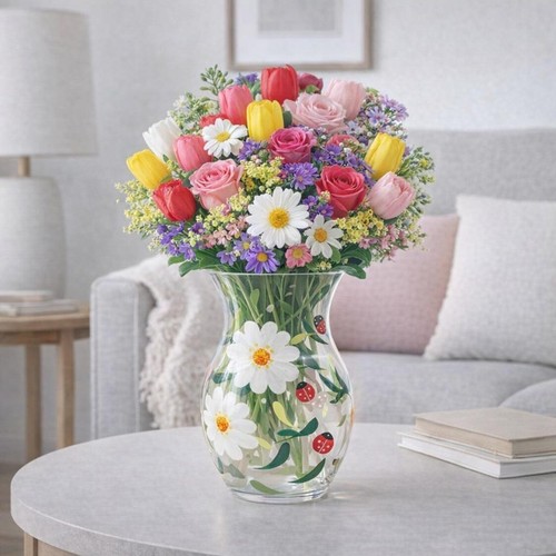 Small glass ladybug - small, vase