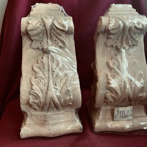 Pair solid red oak carved - pair,