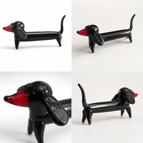 Black dachshund dog figurine - black,