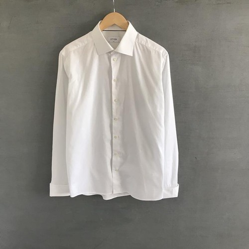 Men eton shirt white cotton - white, l