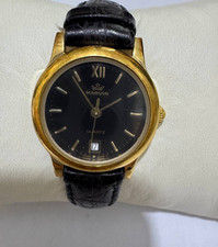 Marvin Watch Swiss Made Gold Tone – Black Dial Quartz – Date Window – Classic