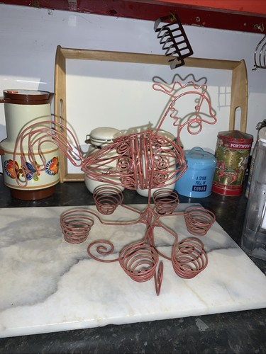 Vintage red wire hen - red, egg