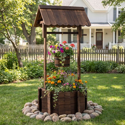 Garden wishing well planter - garden,