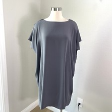 COS Womens Small Gray 100% Silk Oversized Tunic Top Dolman Sleeve Shirt Blouse