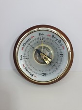 SB Shortland Smiths Barometer Vintage Antique Brass on Dark Wood 20cm 