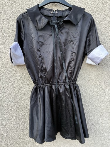 Black silky satin - maids, outfit