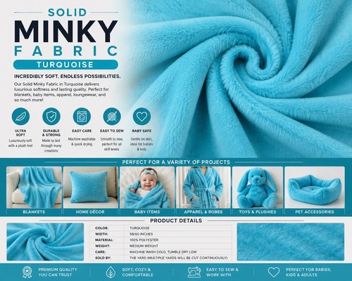 Minky turquoise solid - turquoise,