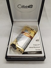 Vintage Gold / Silver Colibri Cigar Lighter with Punch Cutter Box Case Working