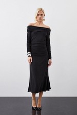 Karen Millen Shirt Midi Dress L in Black RRP £109