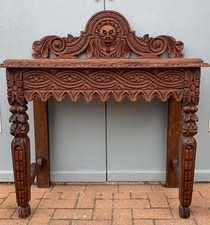 Spectacular 1860's Antique Victorian Carved Oak Green Man Console Hall Table