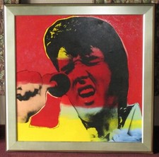 Steve Kaufman "Elvis (Red Dusted)" Screenprint, Oil Painting on Canvas LE Signed