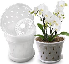 Orchid Pot, 7 Inch 8 Pack Pots with Holes and 7inch 8pcs, 7in-a-clear 