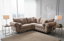 Suffolk Snug Modern Chesterfield Corner Sofa In Plush Velvet Fabric In UK Sizes
