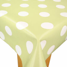 Sage Green and White Large Spot PVC Vinyl Wipe Clean Oilcloth Tablecloth