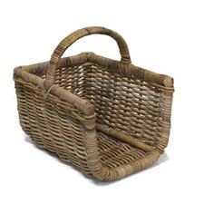 Fireside Open Sided Shopper Medium Log Basket Wicker Rattan Wood Storage - Grey