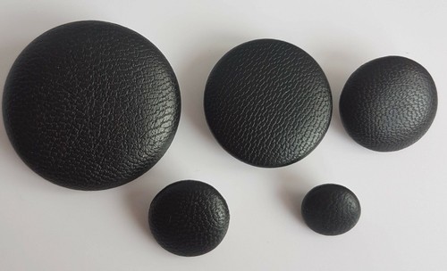 Black leather round buttons - round,