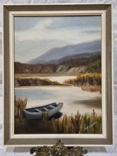 Irish Lake Landscape with Rowboat – Signed M.P. Corridan – Original Oil on...