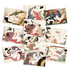 Shunga Erotic Japanese Art Postcards Card 10 Set Hokusai Octopus Ukiyo-e Cards