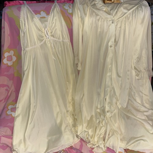 Vtg pale yellow satin cattani - vtg,