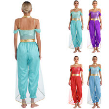 Women Arabian Princess Costume Bollywood Fancy Dress Jumpsuit Belly Dance Outfit