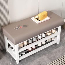Metal Shoe Bench with Storage Shelfs For Entryway Hallway Seating Home Furniture