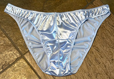 Low Rise Periwinkle SATIN  3XL Nylon Pouched Bikini Brief Underwear NWOT NEW