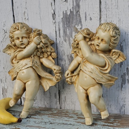 Vintage cupid wall figurines - vintage,