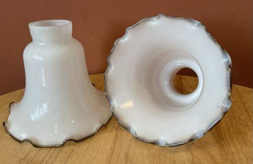 Pair vintage milk glass - of,