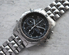 August 1989 Seiko Chronograph Black Dial Date Quartz Bracelet Rare Watch