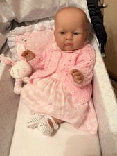 Beautiful Berenguer Baby Doll In Pink + White Dress, Panties, Cardigan and Shoes