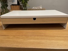 Desk monitor stand white W/ bamboo drawer Office Home IKEA ELLOVEN Computer