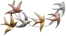 Contemporary Copper Silver Gold Metal Bird Flock Wall Art Swift wall art 90cm