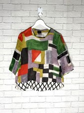S Max Mara 100% Ramie Blouse Multi Coloured Size 10