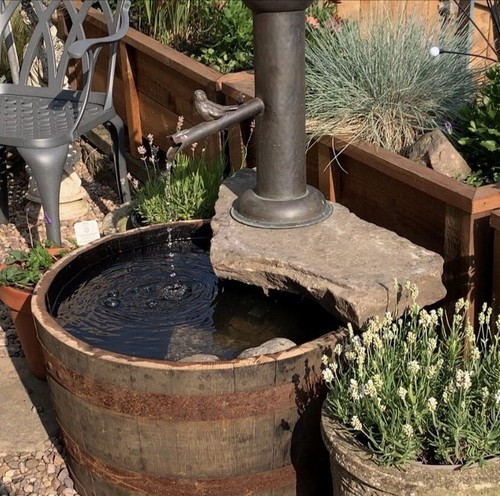 Water tight half whisky barrel - water,