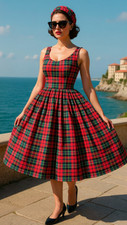 1950s Vintage Retro Rockabilly dress  Highland Tartan sizes 14-26