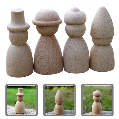 4pcs unpainted peg dolls wood - ,
