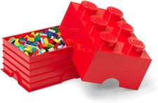 LEGO Storage Brick 6 Knobs RED, Stackable Box 8.47 l LARGE BEDROOM  DESK TIDY