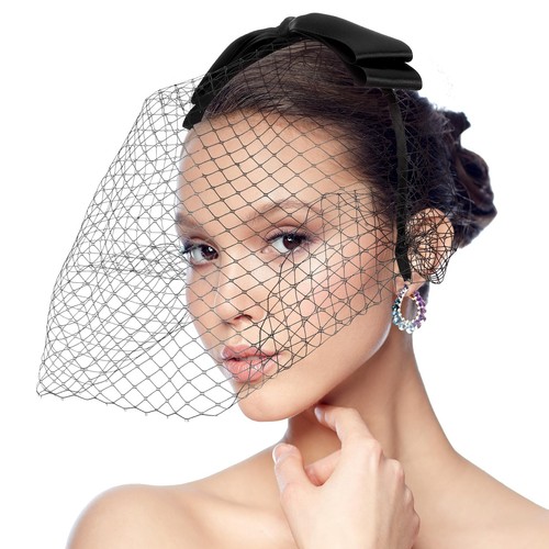 Black veil funeral bow - veil, veils