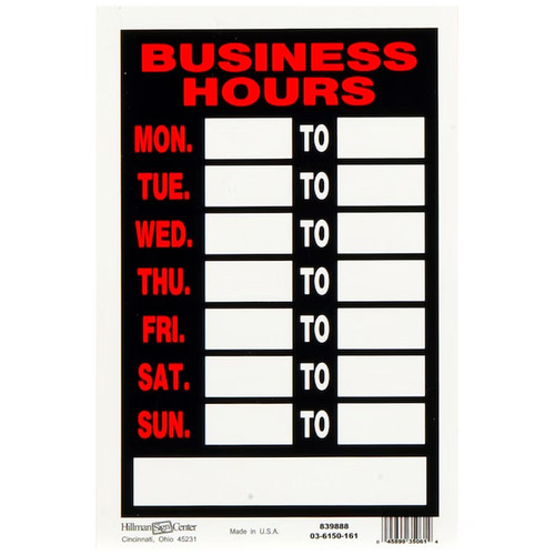 Hillman business hours x - hillman, 12-in