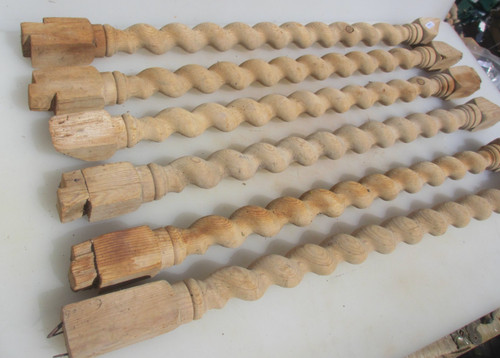 Vintage wooden turned - turned, columns