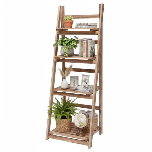 Tier foldable wooden ladder - foldable,