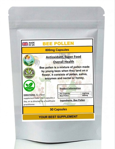 Bee pollen capsules 800mg 100 - capsules, 100%