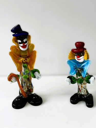 Murano glass clown 70s pair - glass, of