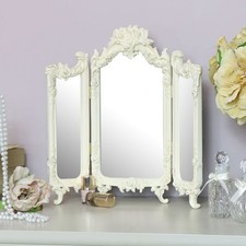 Small cream rose triple mirror