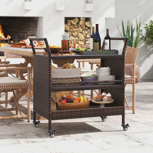 Rattan bar cart tier - bar, 3-tier